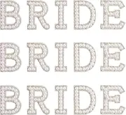 [KINBOM] 15 Pieces Letter Patches Pearls, Appliques Bridal Pearls Rhinestones Shiny Adhesive Letter Patches for Clothes Hats Shoes DIY Craft Supplies
