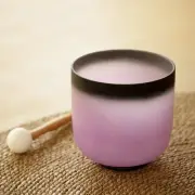 7 Inch 432Hz B Note Crown Chakra Purple Frosted Quartz Crystal Singing Bowl