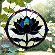 BLACK LOTUS FLOWER Authentic Australian Stained Glass WINDOW SUNCATCHER DISK