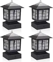 Post Solar Fence Light Solar Deck Light Solar Post Cap Light Solar Patio Light 15 LUMENS KS101AX4 fit for 3.7X3.7 Regular Fence Posts or with Included Adaptor fit for Bigger Flat Surface