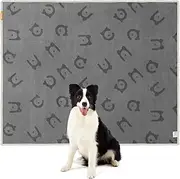 Feandrea Waterproof Dog Blanket, Sherpa Fleece Pet Throw Blanket for Medium Small Dogs, Cats, 152 x 127 cm, Reversible Dog Couch Cover Protector, Machine Washable, Gray PPB060G01