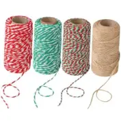 Christmas Twine String for Crafts Cotton String, Natural Jute 4 Rolls Colorful