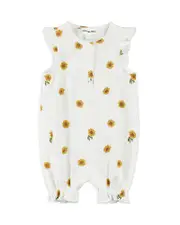 Miles The Label Girls' Sunflower Print Ruffled Romper - Baby