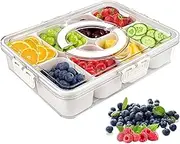 Qiliwiki Portable Divided Snack Box with Lid & Handle – 8–Compartment Clear Charcuterie Tray for Candy, Fruits, Nuts, and Snacks – Perfect for Parties, Travel, and Entertaining