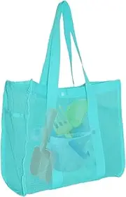 [Generic] Mesh Tote Bag | Lightweight Beach Bag - Waterproof Sandproof Large Storage Mesh Pouch, Toy Organizer for Women Swim Family Vacation Camping Cruise Kids Summer