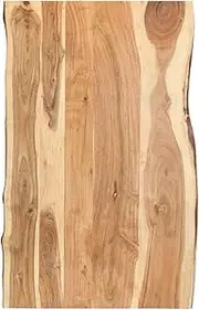 [vidaXL] Acacia Wood Live Edge Tabletop - Solid, Durable, Lacquered, Rectangular Brown Table Top for Kitchen, Coffee Tables, Desks, etc.