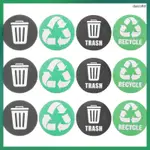 垃圾桶標籤回收貼紙垃圾標誌符號標誌貼紙圓形回收貼花 DAICOLTD