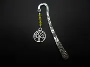 A TIBETAN SILVER YELLOW CRYSTAL BEAD & TREE OF LIFE CHARM BOOKMARK. NEW.