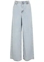 Self-portrait Crystal-embellished Wide-leg Jeans - Blue - 30 (W30 / UK12 / M) 30 (W30 / UK12 / M)