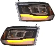 Car Full LED Light Headlamp Compatible For Dodge And Ram 1500 2500 3500 2009-2018 Led Headlight Assembly Plug And Play Front Car Headlamp(Left Hand Drive)