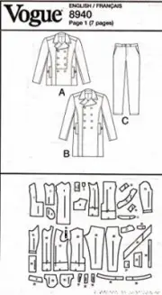 Vogue V8940 Size XX 40-42-44-46 Patterns Mens Jacket and Pants, Pack of 1, Whit