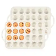 Mini Muffin Pan, Metal Reinforced Frame Mini Cupcake Pans 24 Cups Nonstick Mi...
