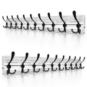 SAYONEYES Rustic Coat Rack Wall Mount 38.6 Inch Long Solid Pine White Wood Wa...