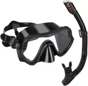 Snorkel Mask, anti Leak Dry Snorkel Mask Set Anti-Fog Tempered Glass Scuba Mask,