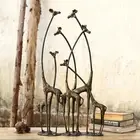 Bronze Finish Towering Giraffe Herd Tabletop Statue