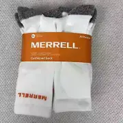 6 Pair Merrell Crew Cushioned Socks Mens M/L (US9-12) White Ribbed All Purpose