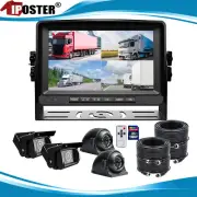 9" Monitor DVR For RV Truck Trailer Rear Side View Quad HD Camera 4 Split Screen