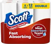 Scott Paper Towels, Choose-A-Sheet, 6 Double Rolls = 12 Regular Rolls (100 Sheet