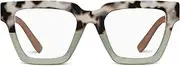 Peepers by PeeperSpecs Women's Take a Bow Square Blue Light Blocking Reading Glasses, Chai Tortoise/Green, 51