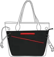 Lckaey Nylon Purse Organizer for neverfull Tote Handbag insert Organizers for longchamp and goyard tote insert 3096Black-S