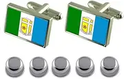 [Select Gifts] Shirt Dress Studs Betim City Minas Gerais State Flag Cufflinks