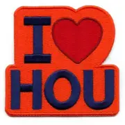 I Love HOU Orange Patch Decorative Souvenir Houstonian Embroidered Iron on