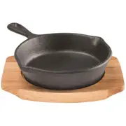Pyrolux Pyrocast 10cm Cast Iron Skillet w/ Tray Round Induction/Gas Cookware BLK