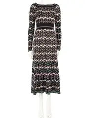 M Missoni Zig Zag Pattern Knit Midi Dress