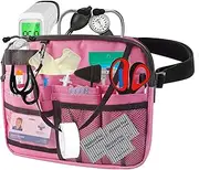 Meichoon Nurse Waist Bag with Gear Pockets with Multi-Compartment Tool Strap Practical with Medical Equipment Pocket and Tape Holder for Stethoscope Bandage Scissors or other Supplies Pink