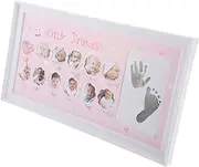 iplusmile Growth Photo Frame Newborn Frame Milestone Board for Pictures Handprint Photo Frame Kit Handprint Footprint Kit Hand and Footprint Kit First Year Frame Pink