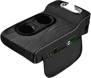 Car Armrest Cushion - Car Console Pad With Cup Holders | 35x19x6cm Height Increase Box Cover With Storage Bag & Tissue Slot | Comfortable Armrest For Female Drivers, Vehicles & Travel Use