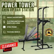 Home Gym Multi Station Power Tower Weight Bench Pull Up bar Chin Up Dip Fitness
