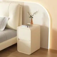 在飛比找樂天市場購物網優惠-奶油風床頭櫃簡約現代實木皮質床邊櫃小型超窄20cm極簡迷你收