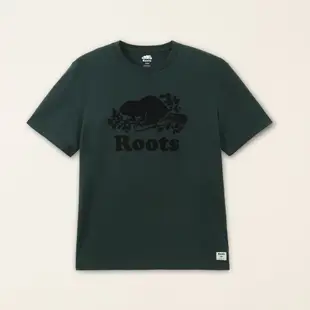 Roots男裝-絕對經典系列 海狸LOGO有機棉短袖T恤-深綠色