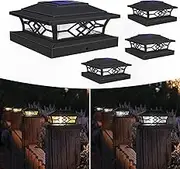 TWINSLUXES Solar Post Cap Lights,2 Light Modes Solar Powered Fence Post Lights Outdoor,Fit 3.5x3.5/4x4/5x5/6x6in Vinyl/Wooden Post, Waterproof Solar Deck Post Lights for Garden Deck Patio Decoration
