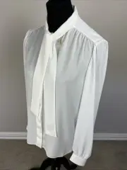 Louis Vuitton Uniform $1200 NWT F36 US4/6 Button Blouse Zip Off Tie Collar White