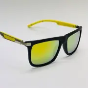 Square Sunglasses Yellow Mirrored Lens Fashion Sun Glasses Men Fishing Driving