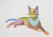 Pajamas and Chocolate Patt Reclining Cat Handpainted Needlepoint Canvas