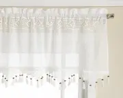 Gettysburg Knitted 20-Inch Crochet with Beaded Tassel Valance, White