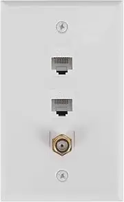 domoi Ethernet Coax Wall Plate,2 Port Cat6 RJ45 and 1 Port F Type Connector Coax Female to Female Wall Plate