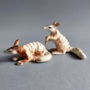 2 Pieces Miniatures Animal Ceramic Figurine Hand Painted Tiger Numbat Australia