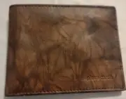Pierre Cardin Leather Passcase Billfold Wallet Brown and Black Marbled Leather