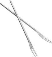 iplusmile 2Pcs Long Handle Stainless Steel Fruit Forks Two Teeth Dessert Forks for Cake and Party Supplies for Home Banquet and Appetizers