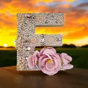 LETTER E initial monogram Vintage Jeweled Encrusted Wooden Letter