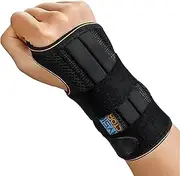 Physio Factory Premium Wrist Brace - Comfortable Black Wrist Support for Carpal Tunnel, Tendonitis, Arthritis - Soft Interior. Two Sizes - Ideal Hand Brace for Tendonitis Recovery, Gym & Everyday Use (L, Right)