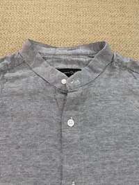 在飛比找Yahoo!奇摩拍賣優惠-massimo dutti 灰色條紋立領長袖襯衫 彈性襯衫