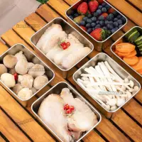 在飛比找蝦皮購物優惠-⊰保鮮盒⊱ 【1塊2個】316不鏽鋼加深家用裝菜盒野餐盒水果