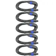 5PACK 10 ft foot speakon compatible PA DJ 12 gauge power amp to speaker cables