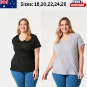 Cotton T-Shirt Women's Basic Plain Tee Tops Shirts Larger Size Curve Ladies AU