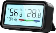 Oimzzr WiFi BT Dual-Mode Temperature Humidity Tester Backlight Display Mobilephone APP Remotely Control ligent Linkage Compatible with Alexa and Assistant for Voice Control Black